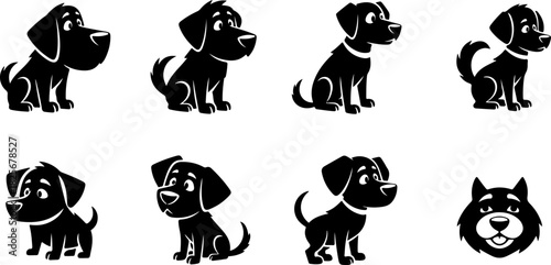 Running & Playing Dog Silhouette Set – Vector Pet Illustrations
