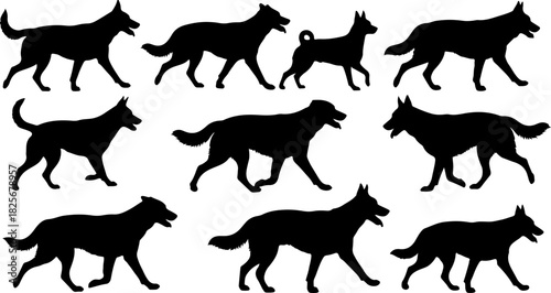 Running & Playing Dog Silhouette Set – Vector Pet Illustrations