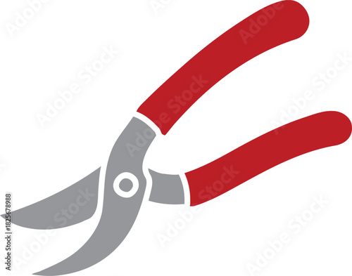 Garden pruning shears red handle