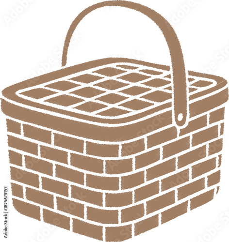 Wicker picnic basket with handle