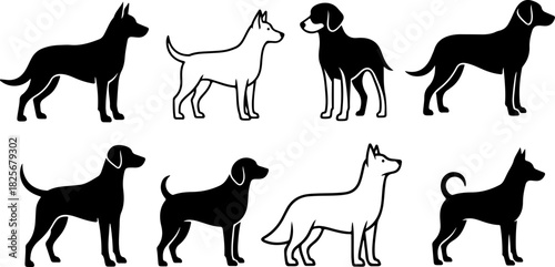 Running & Playing Dog Silhouette Set – Vector Pet Illustrations