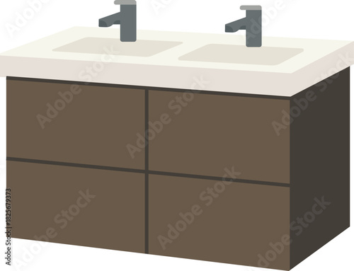 Double vanity with twin sinks