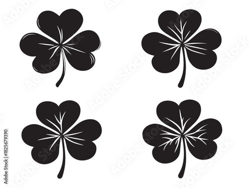 Gorgeous lucky clover illustration set with beautiful natural silhouettes