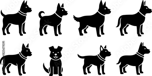 Running & Playing Dog Silhouette Set – Vector Pet Illustrations