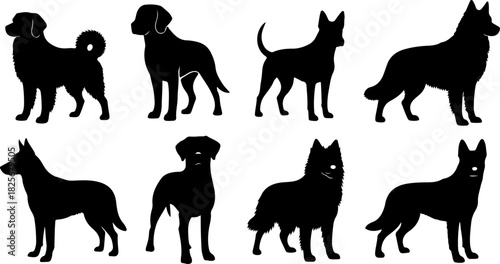 Running & Playing Dog Silhouette Set – Vector Pet Illustrations