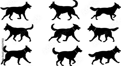 Running & Playing Dog Silhouette Set – Vector Pet Illustrations