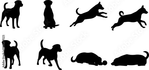Running & Playing Dog Silhouette Set – Vector Pet Illustrations