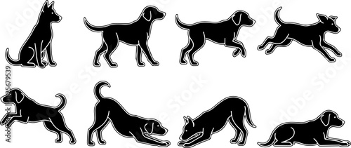 Running & Playing Dog Silhouette Set – Vector Pet Illustrations