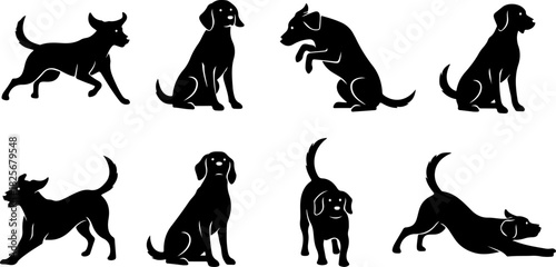 Running & Playing Dog Silhouette Set – Vector Pet Illustrations