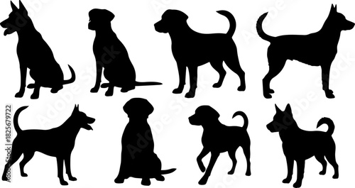 Running & Playing Dog Silhouette Set – Vector Pet Illustrations