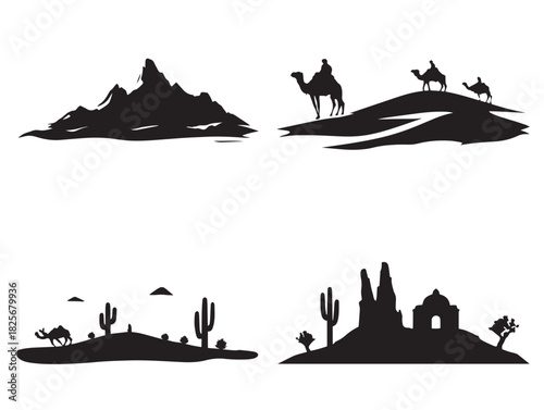 Elegant desert illustration showcasing gorgeous bold natural silhouettes