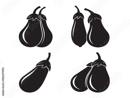 Stunning eggplant icon variation showing bold clean silhouette style