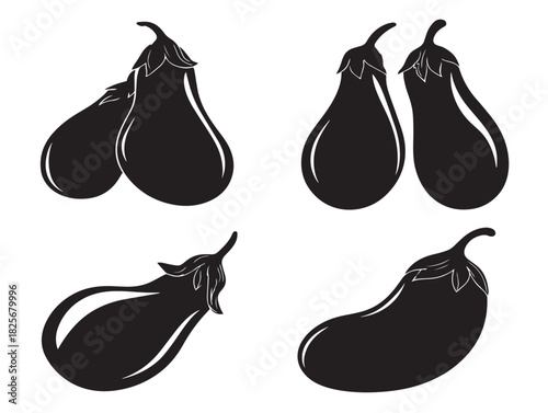 Elegant eggplant illustration with gorgeous simple dark silhouette form