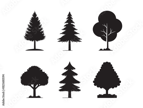 Elegant forest illustration showcasing gorgeous natural silhouette trees