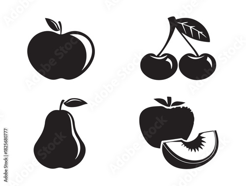 Gorgeous fruit collection design with beautiful natural silhouette artwork