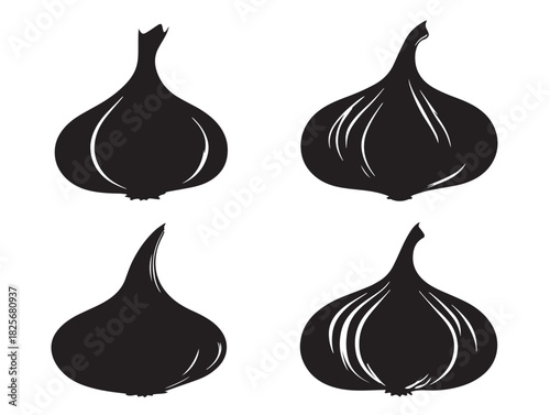 Gorgeous garlic silhouette icon drawn with elegant vector artwork