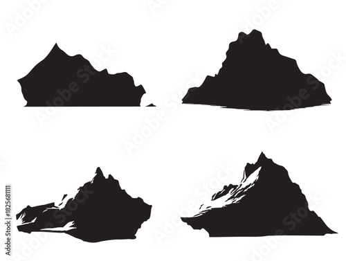 Gorgeous glacier silhouette landscape drawn with stunning bold forms