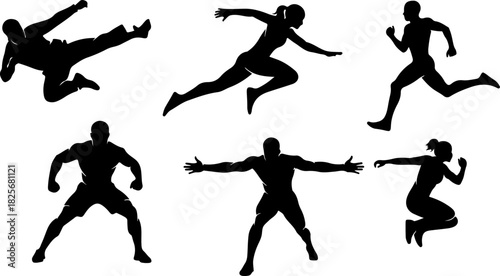 Outdoor Adventure Activity Silhouette Set – Hiking, Running, Cycling & Exploring