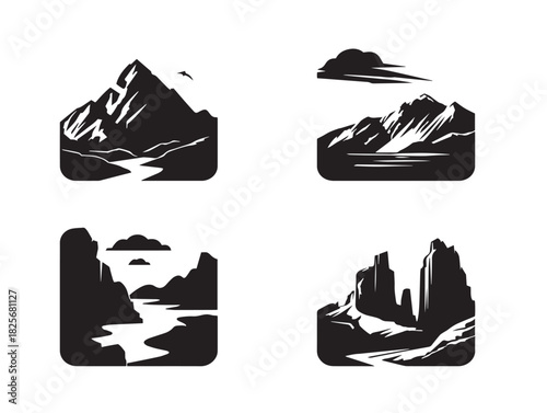 Elegant glacier scenery artwork featuring beautiful natural silhouette shapes