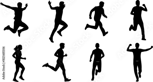 Outdoor Adventure Activity Silhouette Set – Hiking, Running, Cycling & Exploring