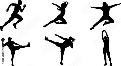 Outdoor Adventure Activity Silhouette Set – Hiking, Running, Cycling & Exploring