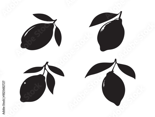 Beautiful lemon silhouette icon featuring elegant citrus fruit shapes