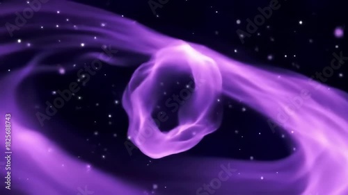 Ethereal purple cosmic swirl with glowing stars in a dark universe