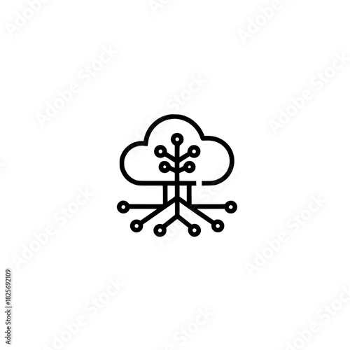 Cloud icon silhouette with network mesh vector illustration design concept digital connection symbol graphic art