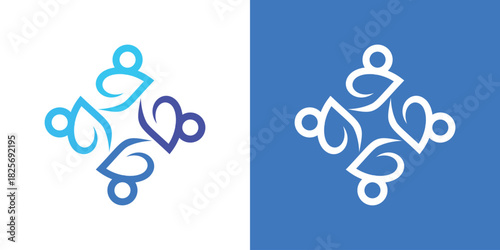 A clean dual-meaning logo featuring unified human figures, symbolizing teamwork, collaboration, and strong collective support in a modern minimalist style.