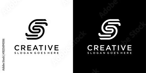 SS or S initial letter logo design vector