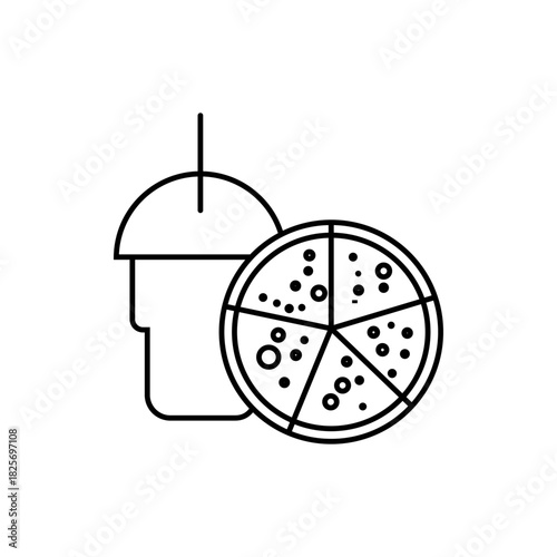 A single orange cocktail icon. Vector illustration, doodle style, black and white colors. Suitable for use in mobile apps, websites, and advertising.