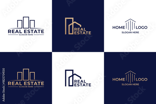 Set of luxury real estate logo design.