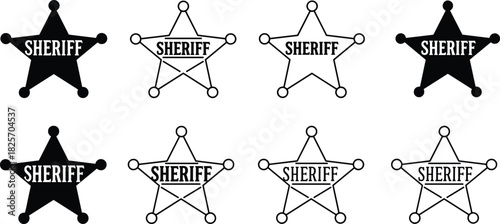 Sheriff badge star vector illustration, wild west police emblem icon, vintage law enforcement symbol, security authority sign, cowboy style sheriff star design