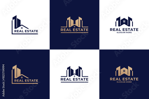 Set of luxury real estate logo design.
