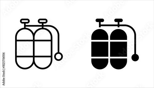 Scuba tank icon set, scuba diving oxygen cylinder tank icon vector illustration on white background