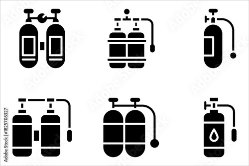 Scuba tank icon set, scuba diving oxygen cylinder tank icon vector illustration on white background
