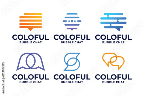 Set of line art chat, conversation, discussion logo design
