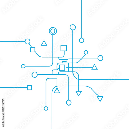 Abstract Blue Circuit Board Design on White Background Conceptual Tech Illustration