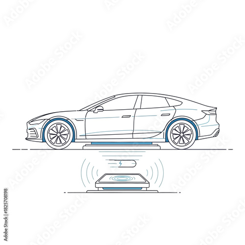 Wireless Charging Station for Electric Vehicle Modern Technology for Automotive Industry
