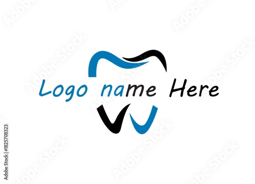 Dental Clinic Logo – Minimal Tooth Outline Icon | Dentist, Orthodontics And Oral Care Branding | Vector | Clean Blue-Black Monoline Mark