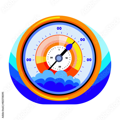A flat style illustration of barometer measuring atmospheric pressure