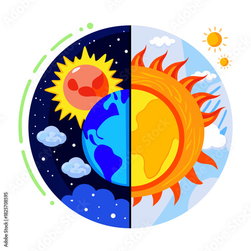 A flat style illustration of climate change effects