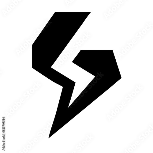 Abstract black letter g shape with lightning bolt negative space