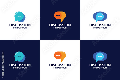 Set of colorful chat, conversation, discussion logo design