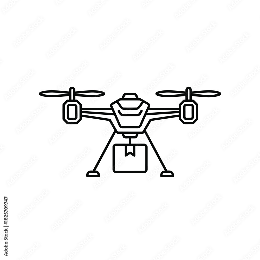 Naklejka premium Delivery Drone Icon Modern Technology for Package Transportation and Logistics Operations