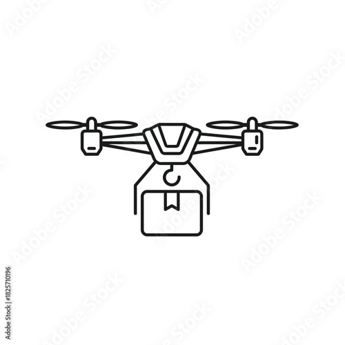 Drone Delivery Service Outline Icon Modern Package Shipment via Unmanned Aerial Vehicle