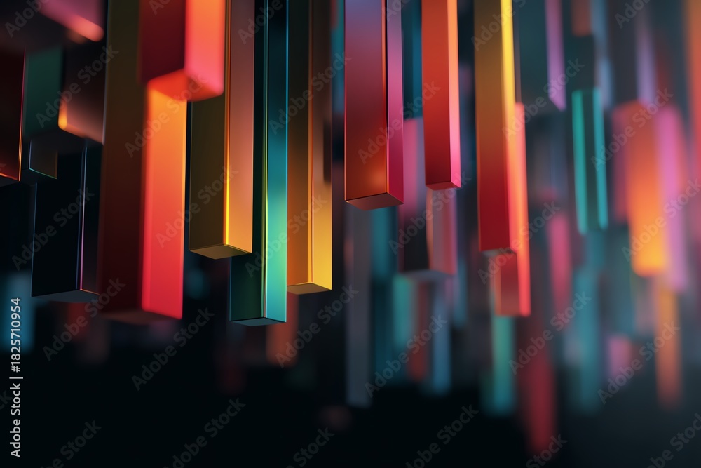 Obraz premium Floating bars arranged in gradient, productivity, efficient ascent