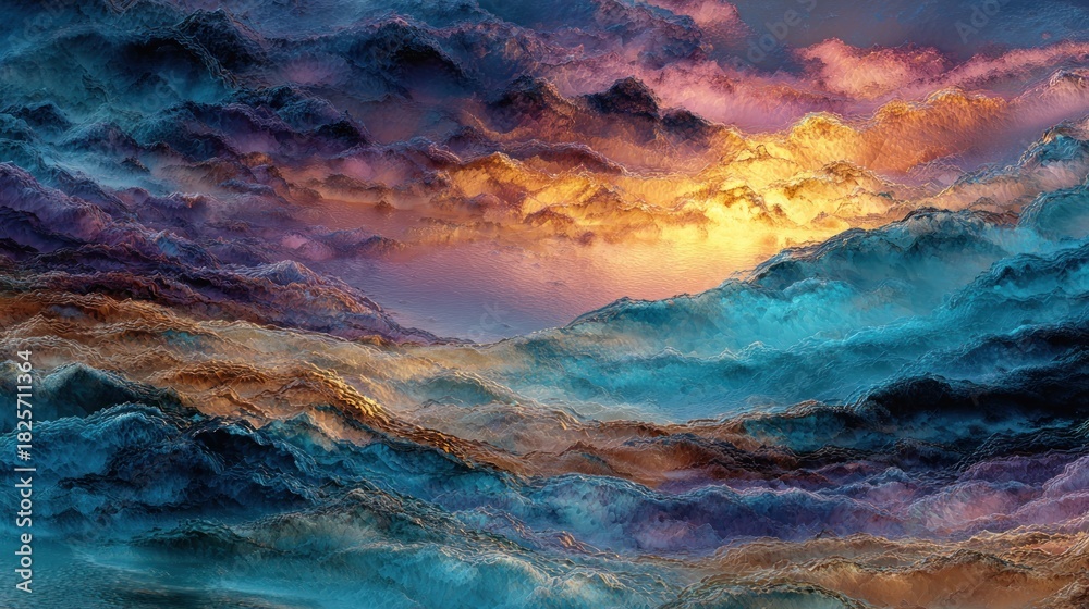 Fototapeta premium Abstract cloudscape with vibrant colors and atmospheric lighting details