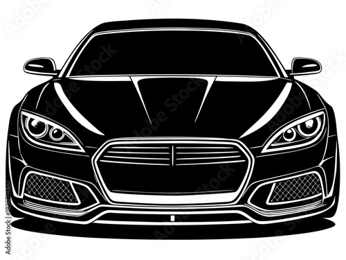 Sports Car Automobile Front View Silhouette Vector