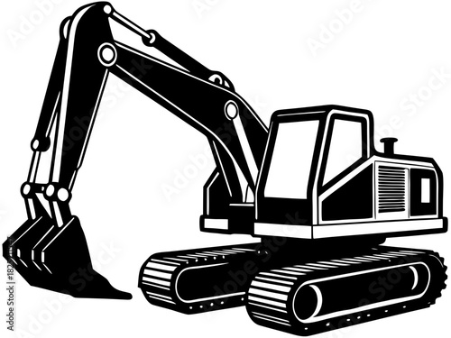Excavator Construction Machine Silhouette Vector